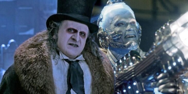 Danny DeVito e Arnold Schwarzenegger em filmes de Batman