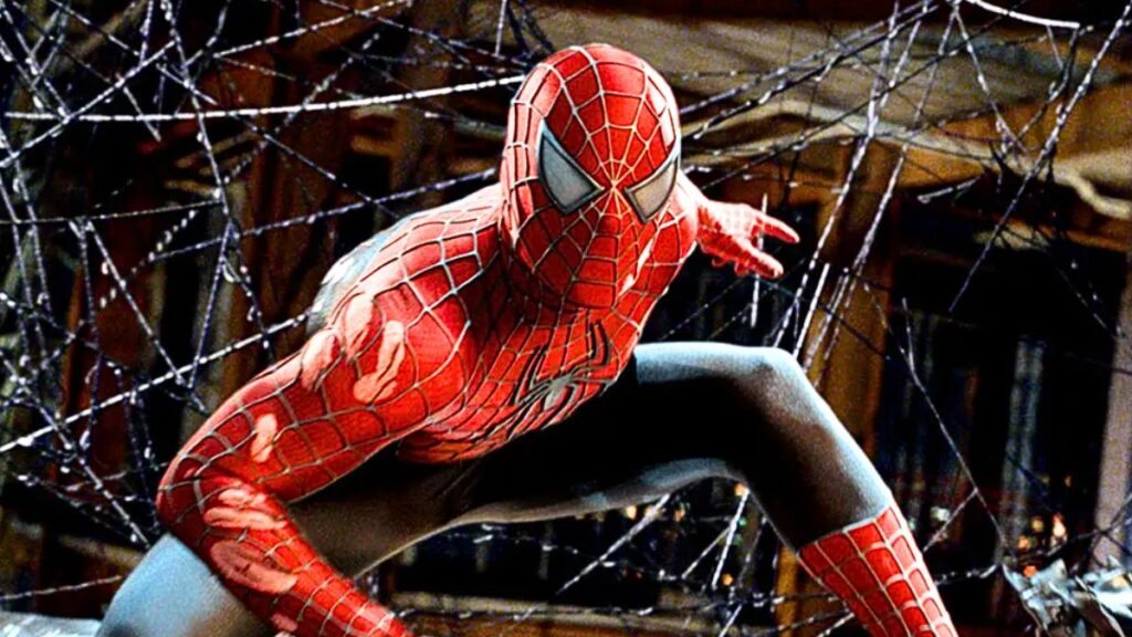 Tobey Maguire com uniforme do Homem-Aranha