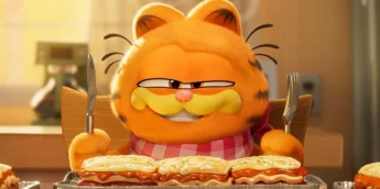 Garfield comendo lasanha