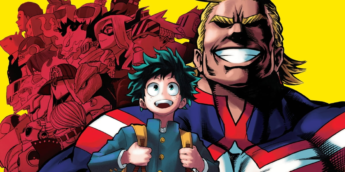 Deku e All Might em arte de capa do Volume 1 de My Hero Academia