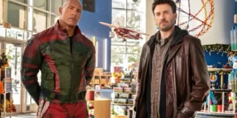 Dwayne Johnson e Chris Evans em bastidores de Red One