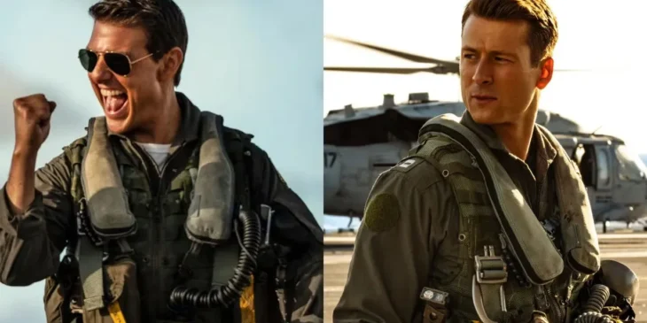 Tom Cruise e Glen Powell em Top Gun: Maverick