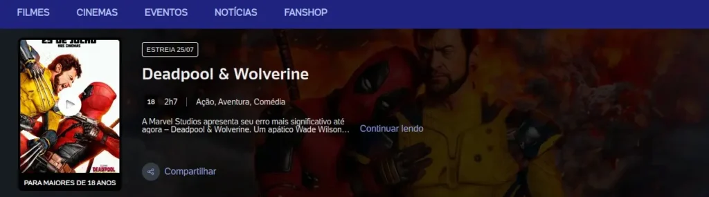 Página de Deadpool & Wolverine na Ingresso