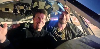 Tom Cruise e Glen Powell nos bastidores de Top Gun