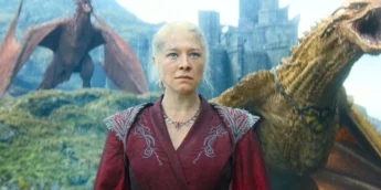 Rhaenyra e dragões em A Casa do Dragão