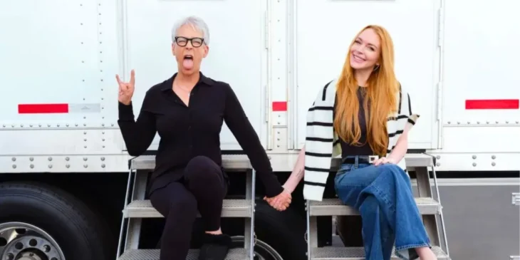Jamie Lee Curtis nos bastidores de Sexta-Feira Muito Louca 2