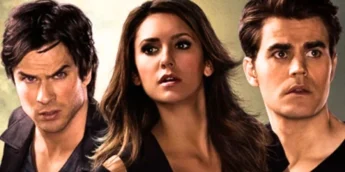 Damon, Elena e Stefan em The Vampire Diaries
