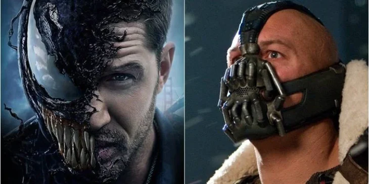 Tom Harcy como Venom e como Bane