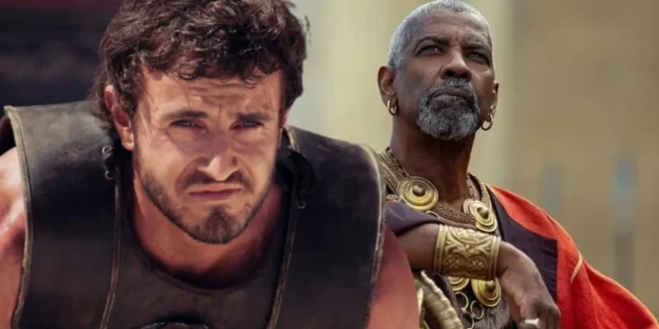 Denzel Washington e Paul Mescal em Gladiador II