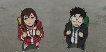Okarun e Momo em cena do Episódio 12 de DAN DA DAN