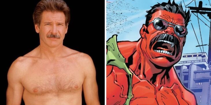 Harrison Ford e Hulk Vermelho de bigode