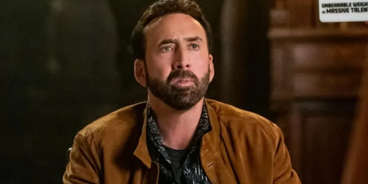 Nicolas Cage em bastidores de filme