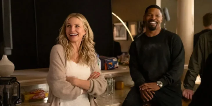 Cameron Diaz e Jamie Foxx no set de De Volta à Ação