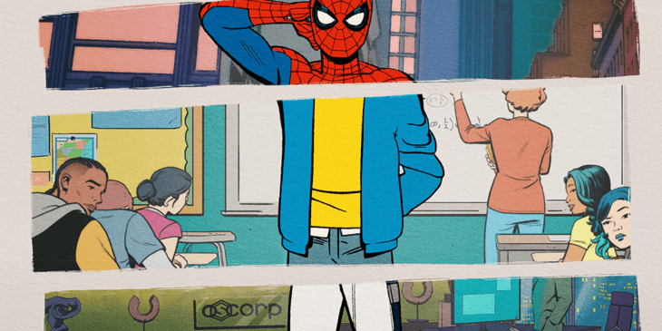 Seu Amigão da Vizinhança | Pôster destaca variações de uniformes do Homem-Aranha