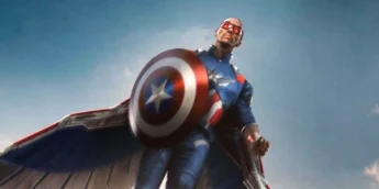 Anthony Mackie com uniforme de Capitão América 4