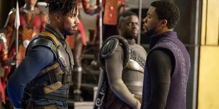 Chadwick Boseman e Michael B. Jordan em Pantera Negra
