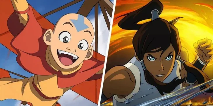 Aang e Korra em Avatar