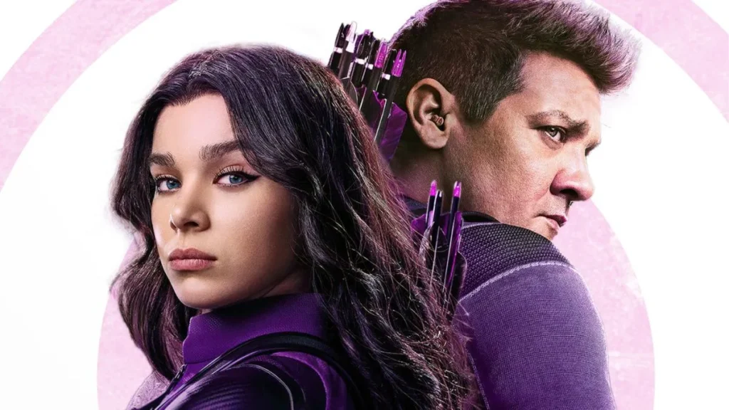 Hailee Steinfeld e Jeremy Renner na série Gavião Arqueiro