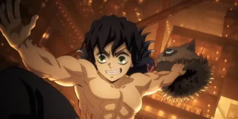 Inosuke caindo no castelo infinito