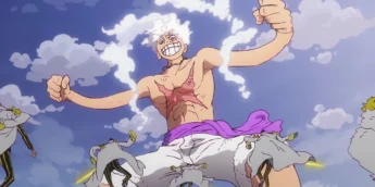 Luffy na forma Gear 5 vs. Kizaru em One Piece