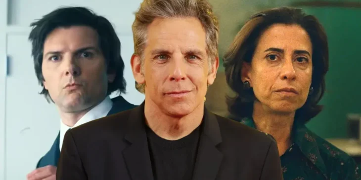 Adam Scott e Ben Stiller de Ruptura, e Fernanda Torres em Ainda Estou Aqui