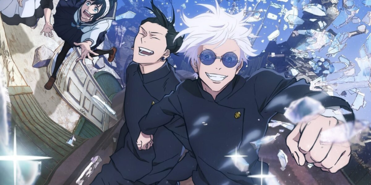 Satoru Gojo e Suguru Geto jovens em pôster da 2ª temporada de Jujutsu Kaisen