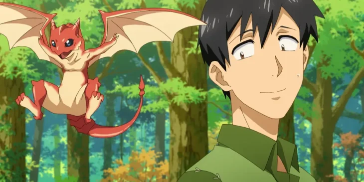 Dora-chan ao lado de Mukoda em cena da 2ª temporada de Campfire Cooking in Another World with My Absurd Skill