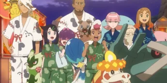 Trovonautas chegam no festival em Kitakami em cena da Parte 3 de Pokémon: Horizontes - Temporada 2 - A Busca por Laqua