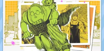 Sr. Sakamoto andando de bicicleta com sua filha em vídeo promocional do mangá Sakamoto Days