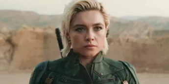 Florence Pugh com visual de Yelena Belova em Thunderbolts