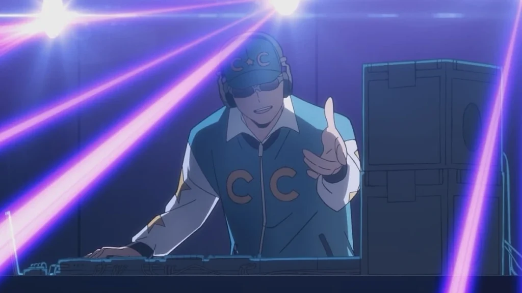 Captain Celebrity como DJ em cena do Episódio 8 de My Hero Academia: Vigilantes