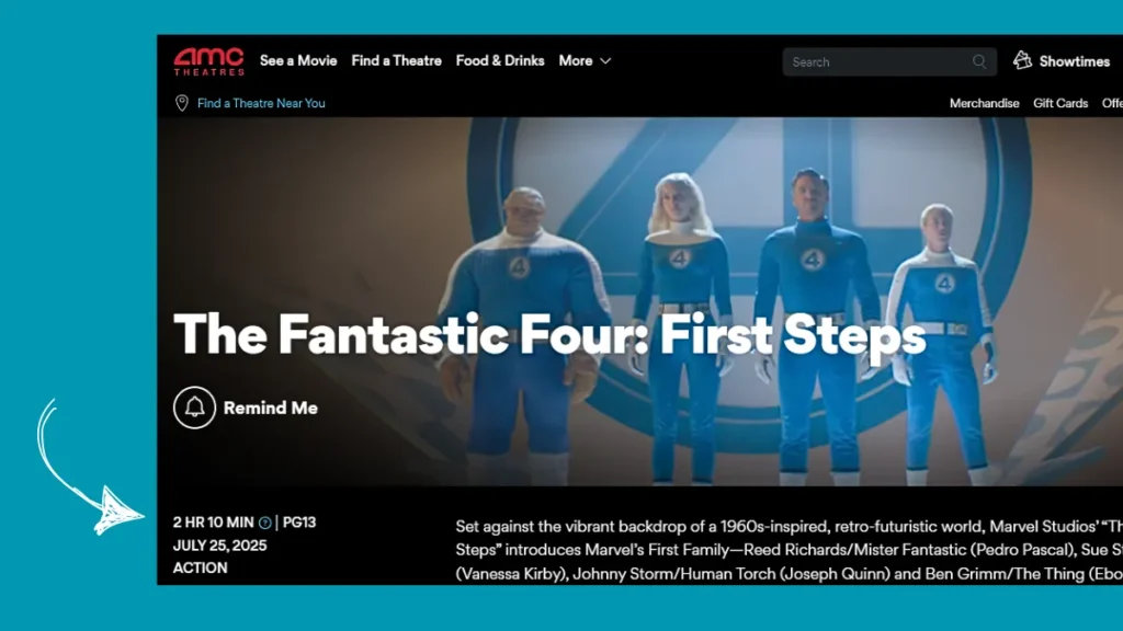 Duração de Quarteto Fantástico Primeiros Passos na AMC Theatres