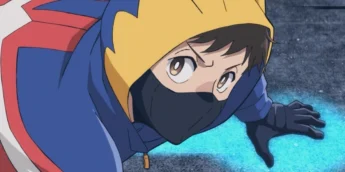Koichi em ação com The Crawler em cena do Episódio 9 de My Hero Academia: Vigilantes