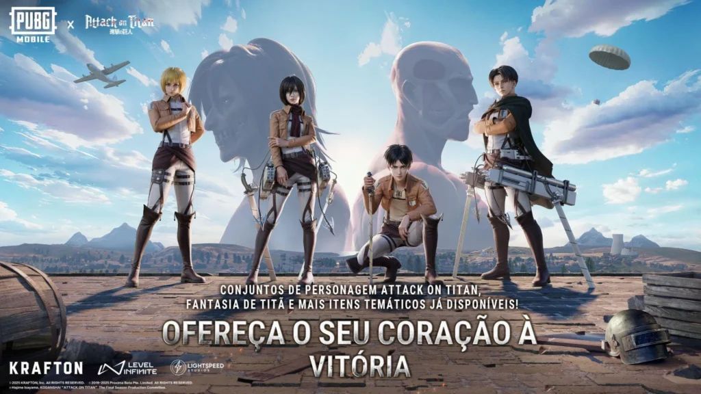 Novidades da colaboração entre PUBG MOBILE e Attack on Titan
