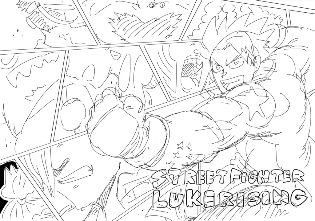 Esboço de Street Fighter Luke Rising