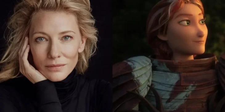 Cate Blanchett e Valka, personagem de Como Treinar o Seu Dragão