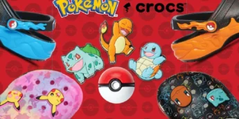 Imagem promocional da colaboração entre Pokémon e Crocs