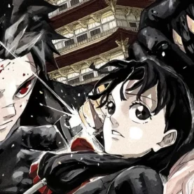 Chihiro Rokuhira e Iori Samura em arte de capa do Volume 8 de Kagurabachi