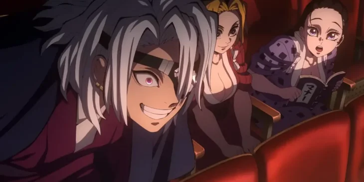 Tengen Uzui e suas esposas no cinema em vídeo de segurança temático de Demon Slayer