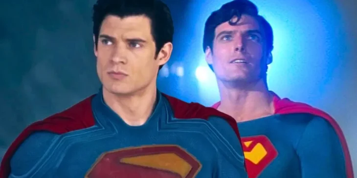 David Corenswet e Christopher Reeve em suas versões do Superman
