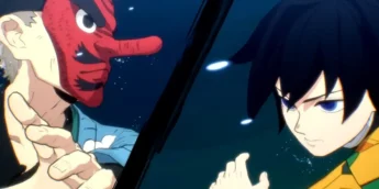 Sakonji Urokodaki e Giyu Tomioka em Demon Slayer: The Hinokami Chronicles 2