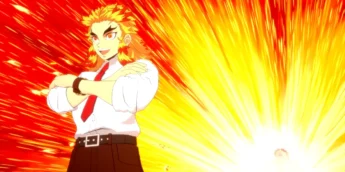 Rengoku na versão Kimetsu Academy em Demon Slayer: The Hinokami Chronicles 2
