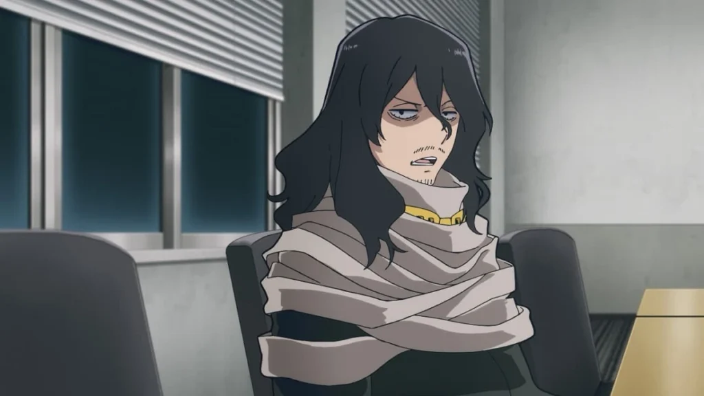 Aizawa em cena do final de temporada de My Hero Academia: Vigilantes