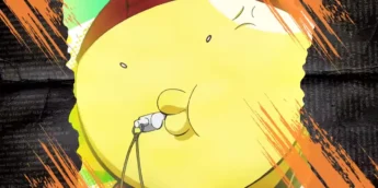 Koro-sensei com um apito em cena da segunda abertura inédita da reprise de Assassination Classroom