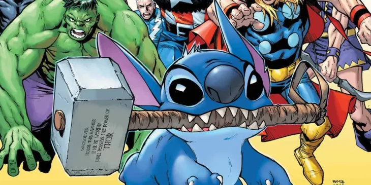 Stitch com martelo de Thor