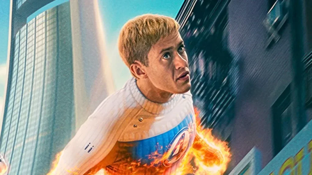 Joseph Quinn como Tocha Humana em Quarteto Fantástico