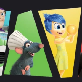 Personagens da Pixar reunidos