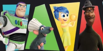 Personagens da Pixar reunidos