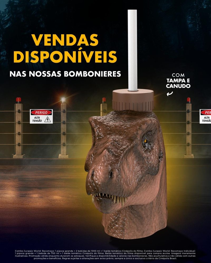 Jurassic World: Recomeço | Veja copo temático de dinossauro da Cinépolis
