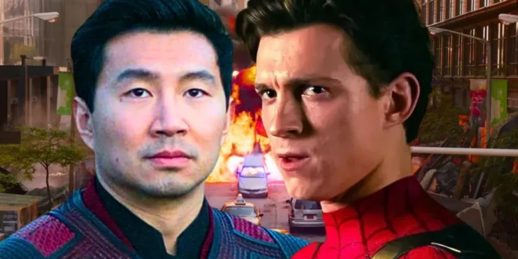 Shang-Chi e Homem-Aranha de Simu Liu e Tom Holland